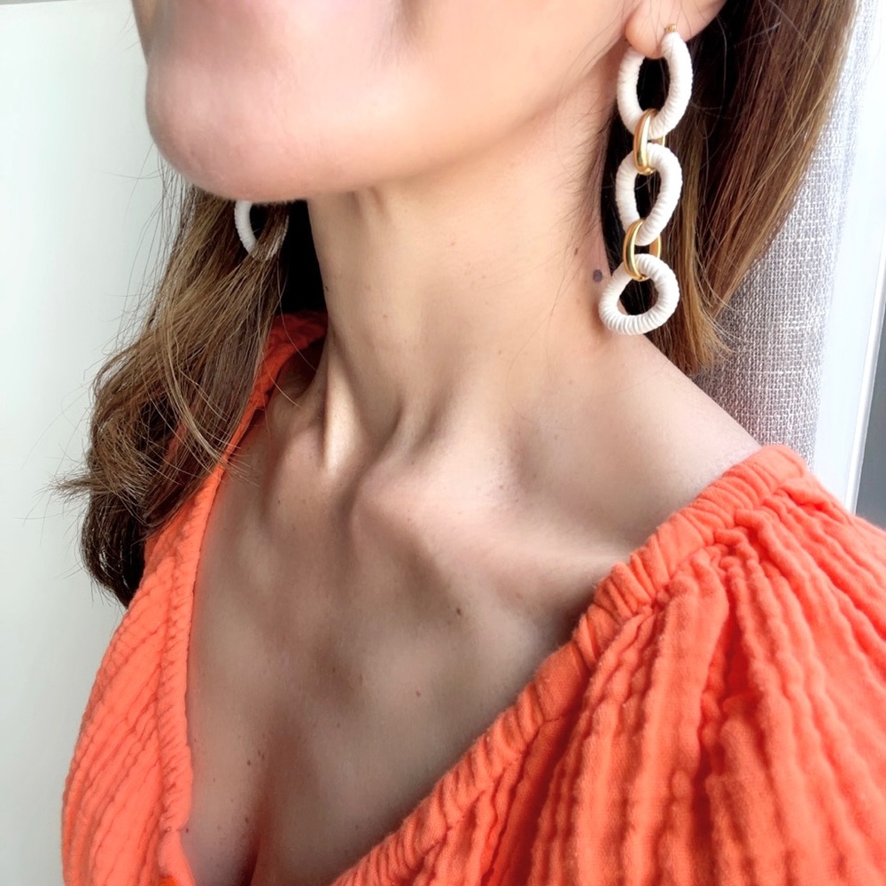J.Crew Cotton raffia-wrapped chain earrings - Picture 13 of 13